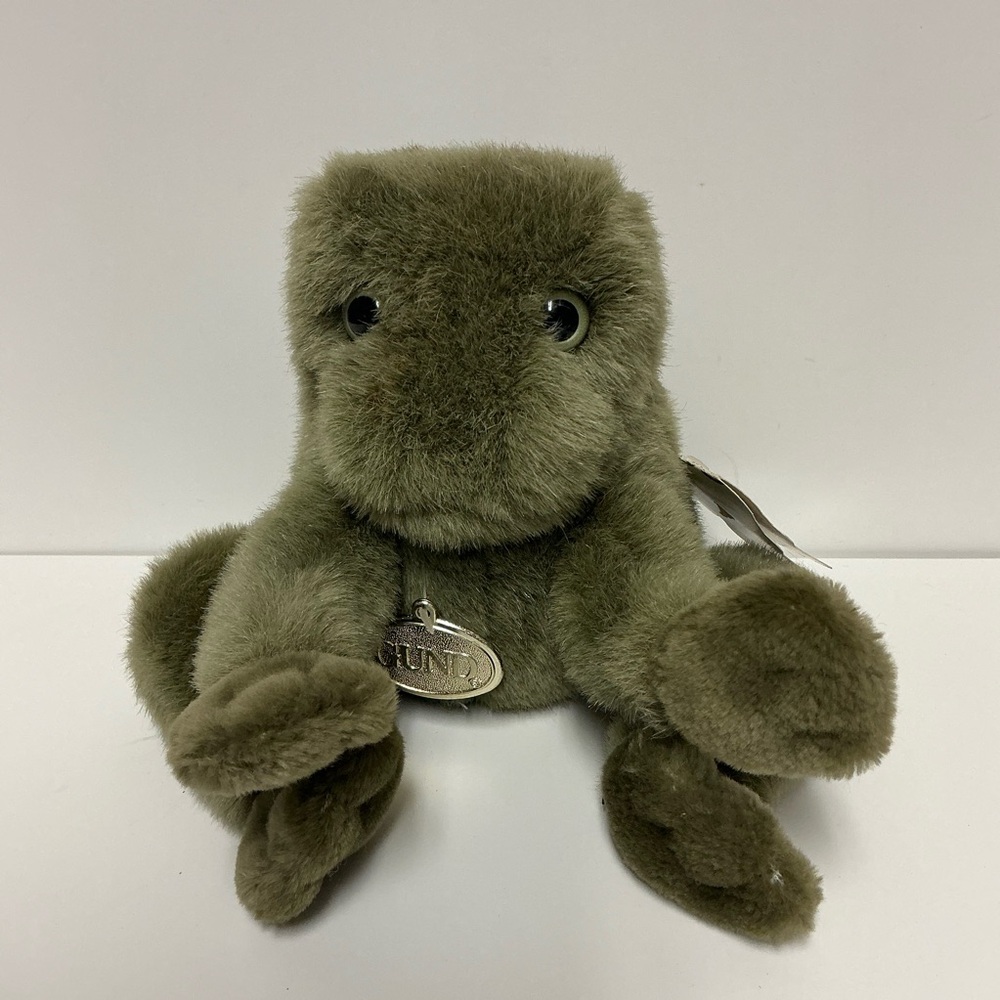 Vintage Gund Croaking Plush Frog "Ribbit" 1985 with Tags - Stained